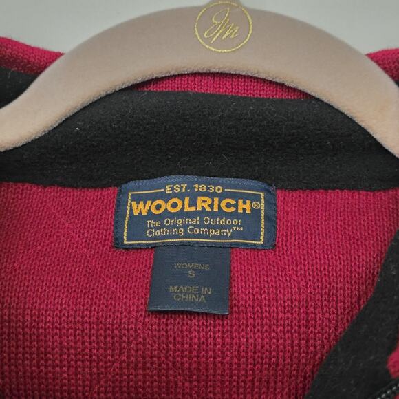 Vtg Woolrich Christmas Sweater Women S Red Patchwork Full Zip Vest Holiday Cotta - Picture 5 of 8
